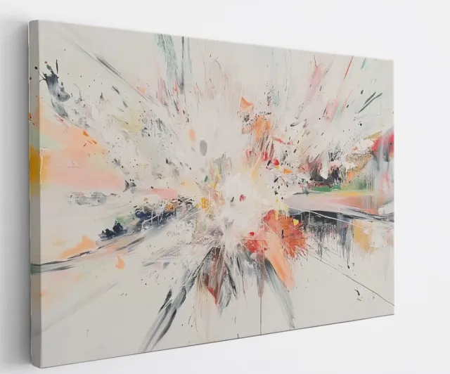 Saammp Canvas Schilderij - Kleurrijke kunst - Explosie verfspetters - Abstract - 40x30 - Foto op canvas - Wanddecoratie - Muurdecoratie Woonkamer - Kantoor Decoratie Multicolor