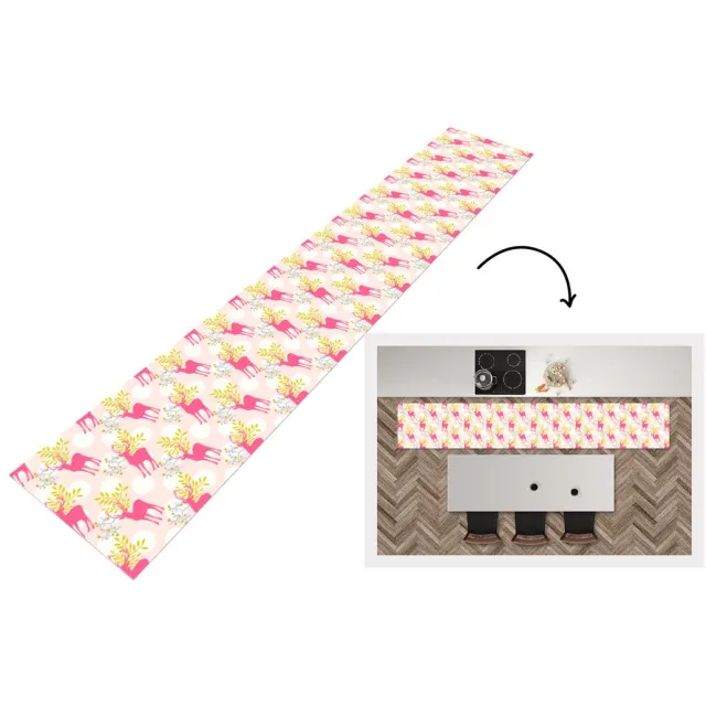 KitchenYeah Keukenloper - Keukenmat - Hert - Roze - Patronen - Keuken vloerkleed Multicolor