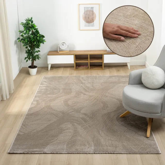 OZ HOME Elyse Wave Vloerkleed Taupe – Organisch Reliëf & Zachte Golfstructuur – 200x290 cm – Laagpolig 10 mm – Duurzaam & Comfortabel - Exclusief Premium Tapijt Elyse Wave (Taupe)