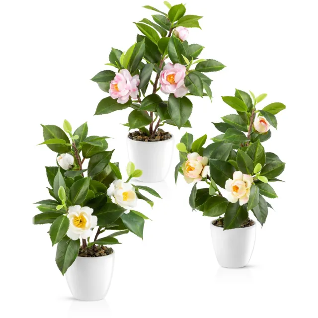 Unyqoos Kunstplanten Camellia in Keramische Pot voor Stijlvolle Decoratie