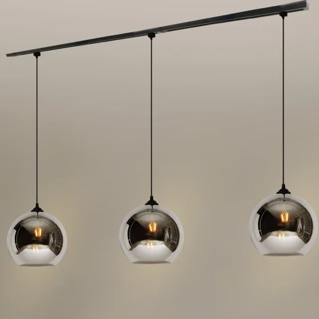 Rilimo Railverlichting - Railsysteem Plafondverlichting - GU10 Spots Ronde Spots - Dimbaar Sfeervol Zwart 3 Glazen bollen 2 meter