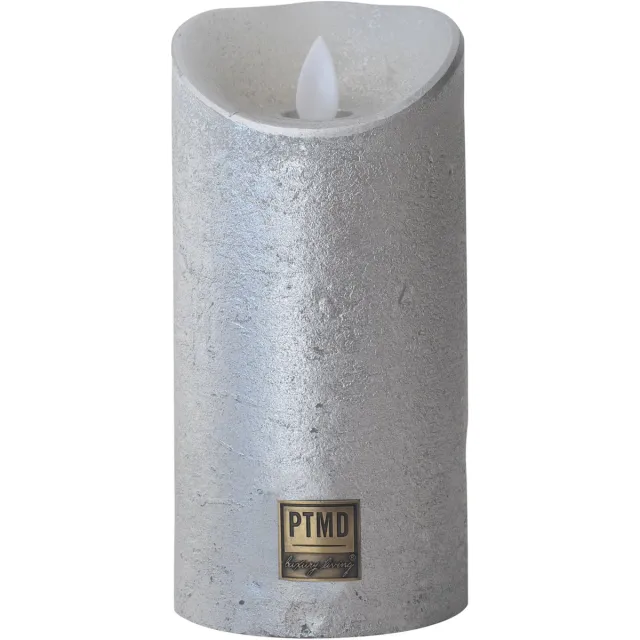 PTMD Led kaars - Metallic zilver Xs - 5,5 x 5,5 x 12,5 cm