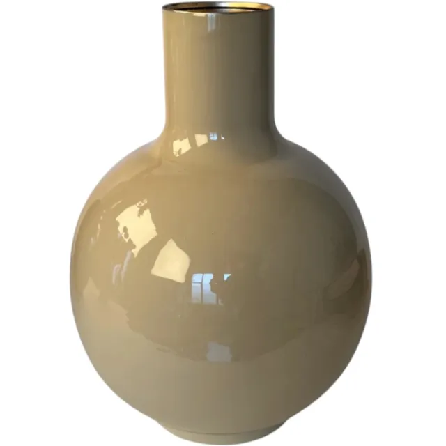 Winq Vaas Emaille 23x30cm Beige-Hoge Vaas-Vaas voor Kunstbloemen-Metalen Vaas Hoogglans