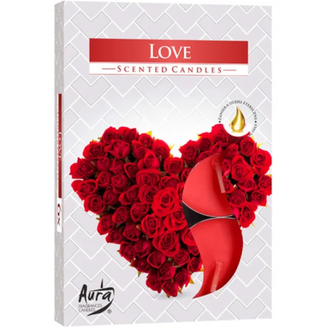 Aegis Aura - Geur Theelichtjes / Geurkaarsen / Geur Waxinelichtjes / Scented Candles - Love - 1 doosje met 6 waxinelichtjes Rood