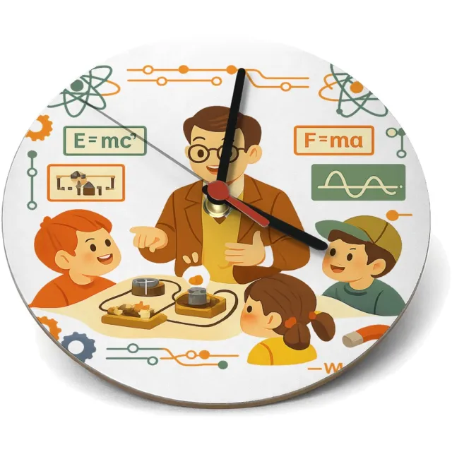 Mr Cadeautjes Klok rond Ø 19 - design Een vrolijke docentengebruikte schoolposter met een andere v | cadeau Wit