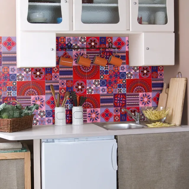 Ambiance Sticker Zelfklevende tegelmuurstickers voor keuken en badkamer - 12 Azulejo Taj Mahal tegelstickers - 12 stickers 10x10cm Multi color