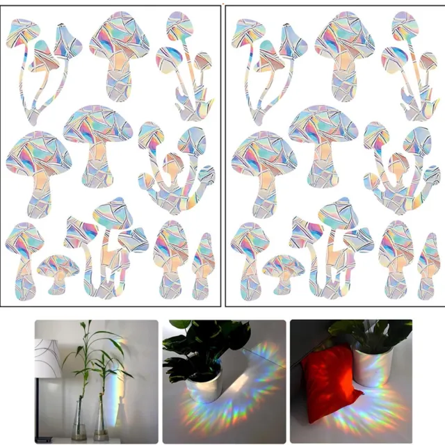 Cyslmuk Regenboog raamsticker, 22 stuks PVC paddenstoel regenboog raamstickers statische sticker om vogelbotsingen te voorkomen, prismatische vogelstickers voor ramen antibotsing voor glazen ramen deur (paddestoel) Stijl B