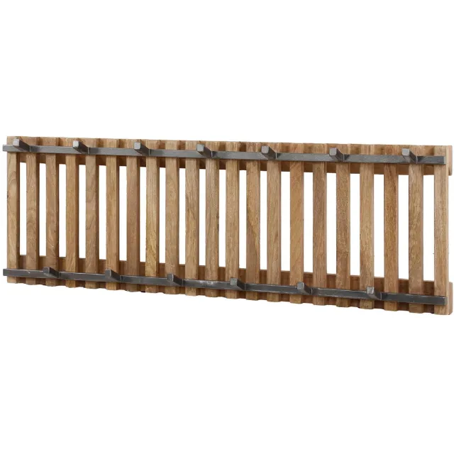 Nest of Nora Kapstok wandmodel Milan - Met 13 haken - Massief mangohout garderobe Lichtbruin
