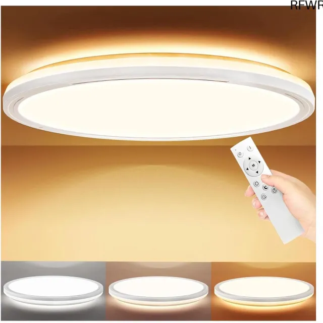 RFWR LED Plafondlamp met Afstandsbediening 24W en 2642LM voor Slaapkamer, Woonkamer, Keuken en Badkamer - Dimbaar met Nachtlichtfunctie Wit