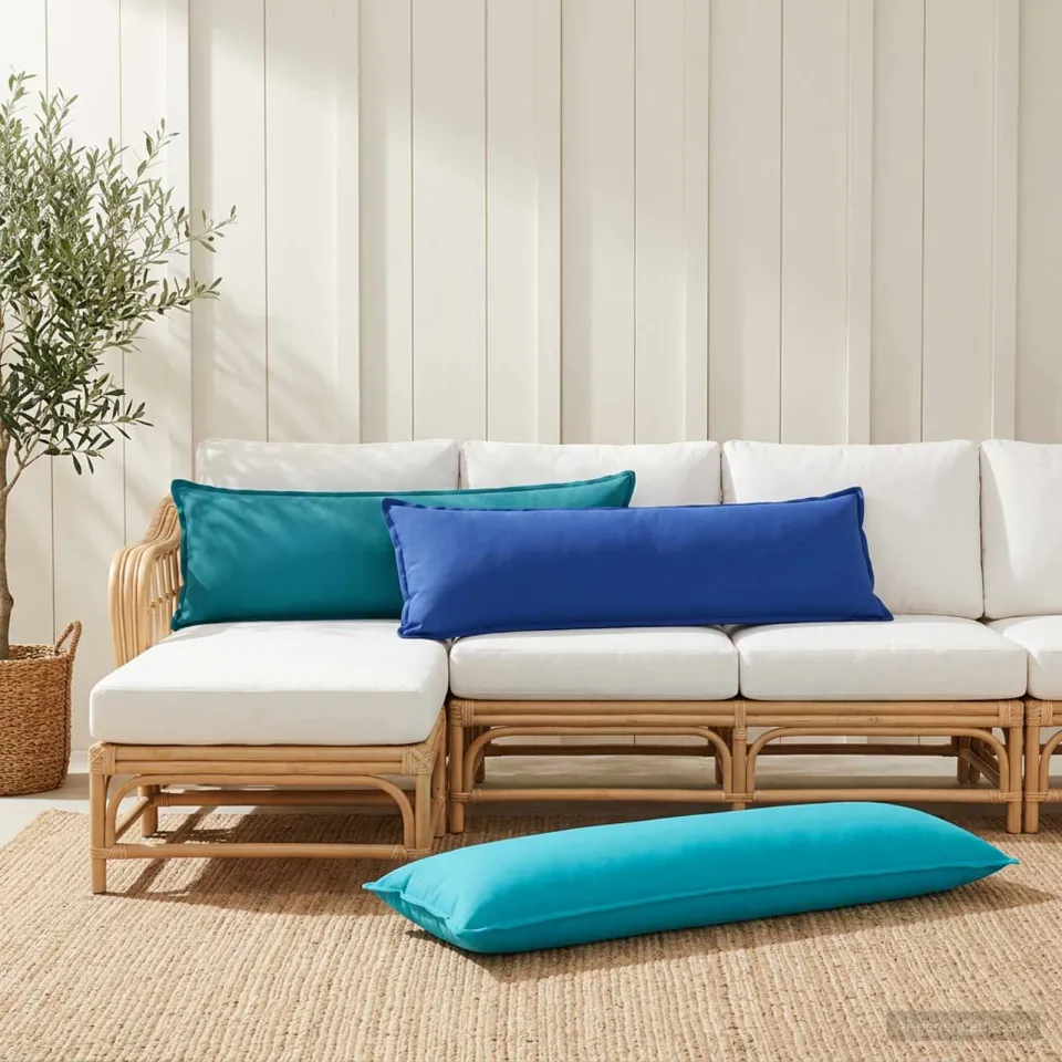 vidaXL Dekenkussen - HOUTEN - Turquoise - 40 - x - 145 - cm - Polyester, foto 2