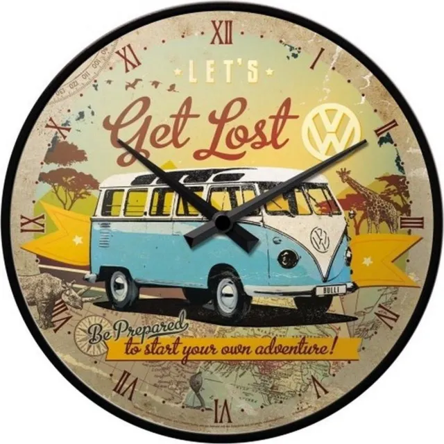 Nostalgic-Art wandklok rond Volkswagen T1 - Nostalgic-Art - Let's get lost Multi colour