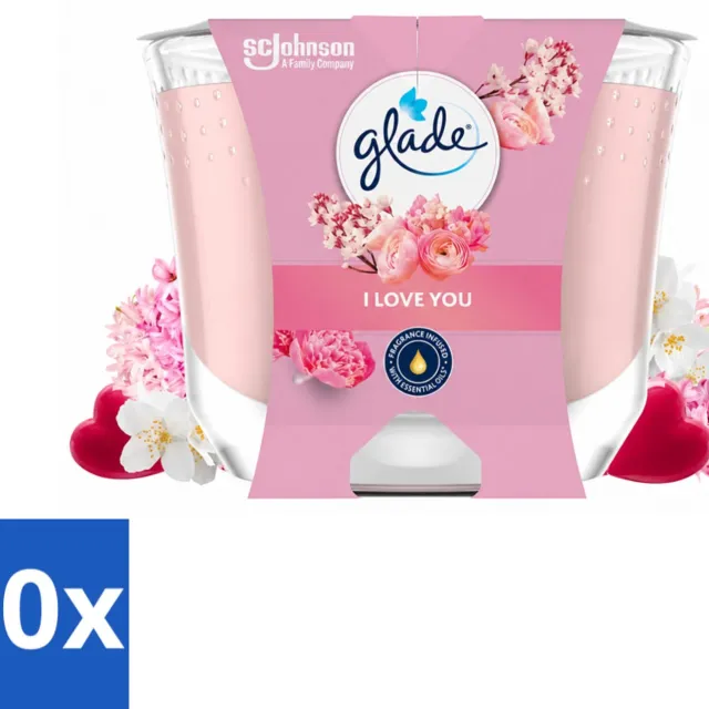 Glade 10 x Glade - Geurkaars I Love You - 100% Raapzaadwas - 204 g - Voordeelverpakking - 10 stuks roze