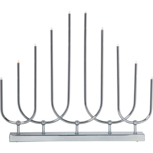 Star Trading raamkandelaar Novum byStar Trading, kandelaar met 10 gloeilampen E5 warm wit, kerstversiering van metaal in chroom, kabelschakelaar, lengte: 46 cm Chrome