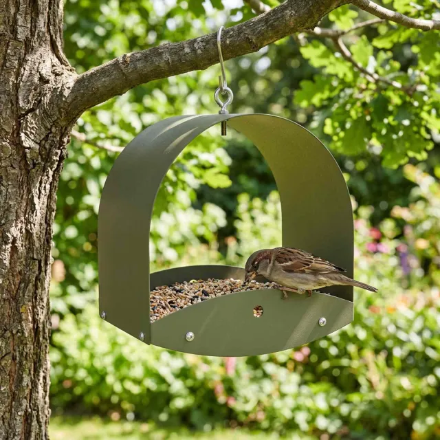 vidaXL Hangend vogelvoederhuisje Staal Olijfgroen