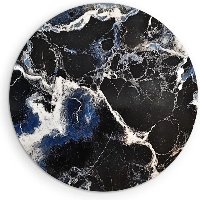 Saammp Forex Muurcirkel - Zwart marmer - Abstract kunstwerk - Ø 60 - Wandcirkel - Wanddecoratie Cirkel - Muurdecoratie Woonkamer - Slaapkamer decoratie - Rond Schilderij