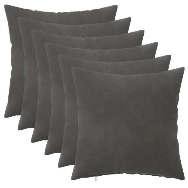 vidaXL Plaid kussen 6 st HEERLEN Donkergrijs 40 x 40 cm fluweel