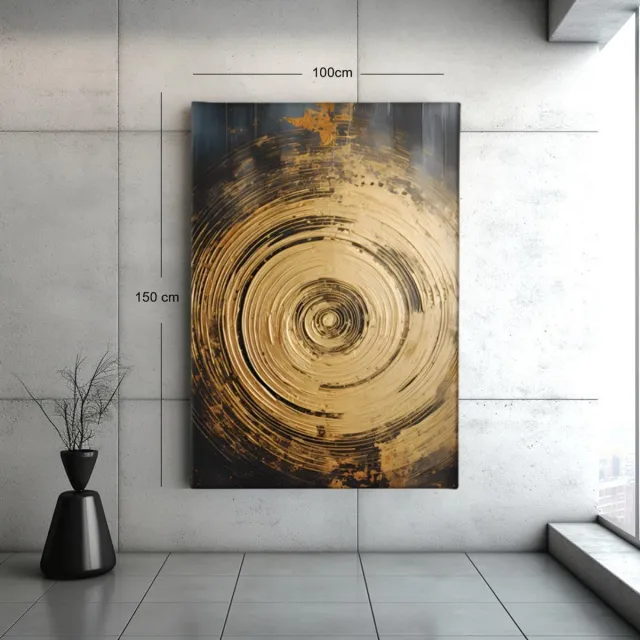Trendex Global Canvas Schilderij - Gouden Cirkel – Luxe Wanddecoratie- 90x60x2 cm