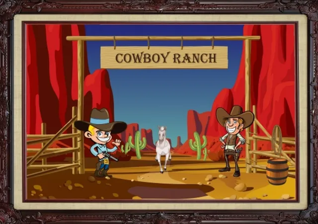 Bellatio Decorations Cowboy ranch poster 59 x 42 cm Multi