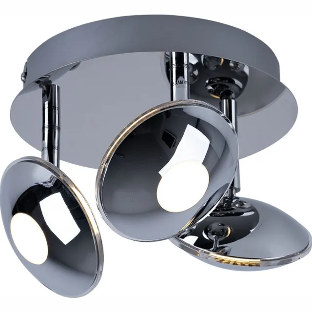 Globo Lighting Plafondlamp zwenkbaar Spotrondell 3 vlam plafondlamp chroom, gesatineerd acryl, 3x LED 6W 350Lm warm wit, DxH 20x15 cm zilver