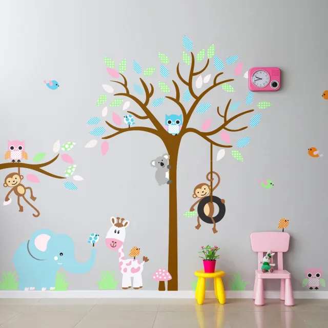 Ambiance Sticker Muurstickers - Prachtige jungledieren - Zelfklevende stickers - 100x135cm Multi color