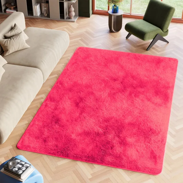 Tapiso Silk Vloerkleed Roze Fuchsiaroze Hoogpolig Woonkamer Tapijt Maat- 120x170