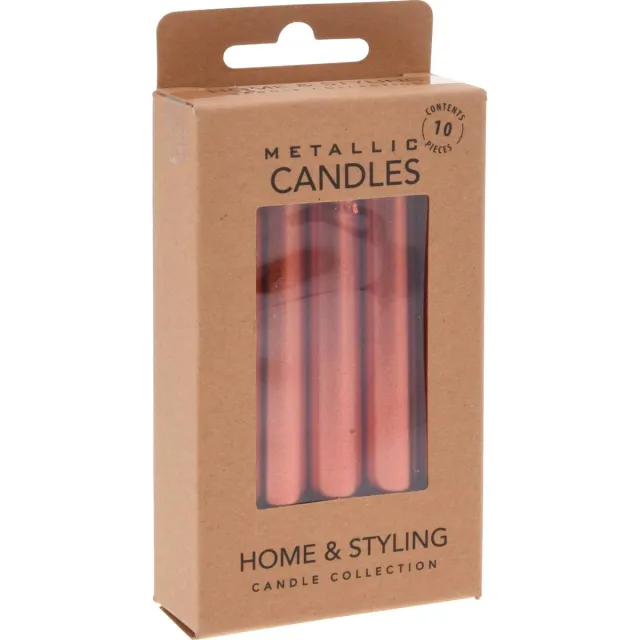 Home & Styling Collection Metalen tafelkaarsen van paraffine, 10 cm rood