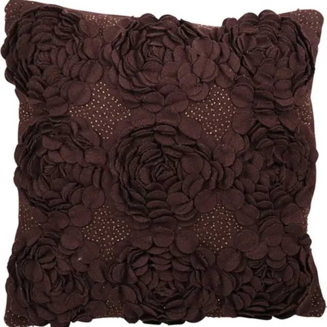 Linen & More Kussen Roses Beads Bruin | 45 X 45 | Sierkussen Voor Woonkamer Of Slaapkamer