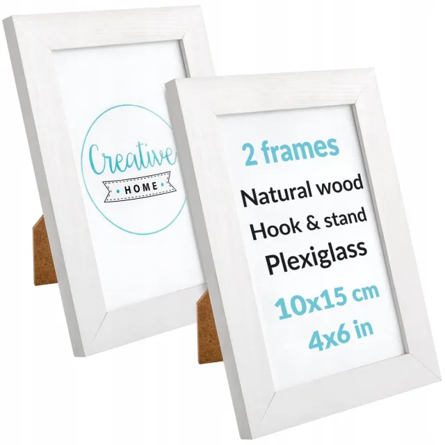Creative Home Set van 2 Houten Fotolijsten 10x15 cm - Wit