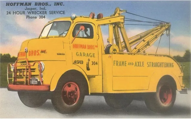 Hoffman Bros. Grote Gele Sleepwagen - Vintage Foto, Kunst Afdruk geel