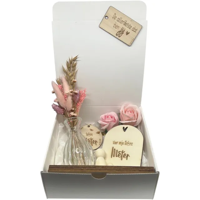Stars 4 you Geschenkbox liefste METER | roze | mini - vaasje en sleutelhanger | liefste meter | meter vragen | meter worden | peettante vragen | peettante worden | cadeau | geschenkdoos | giftbox