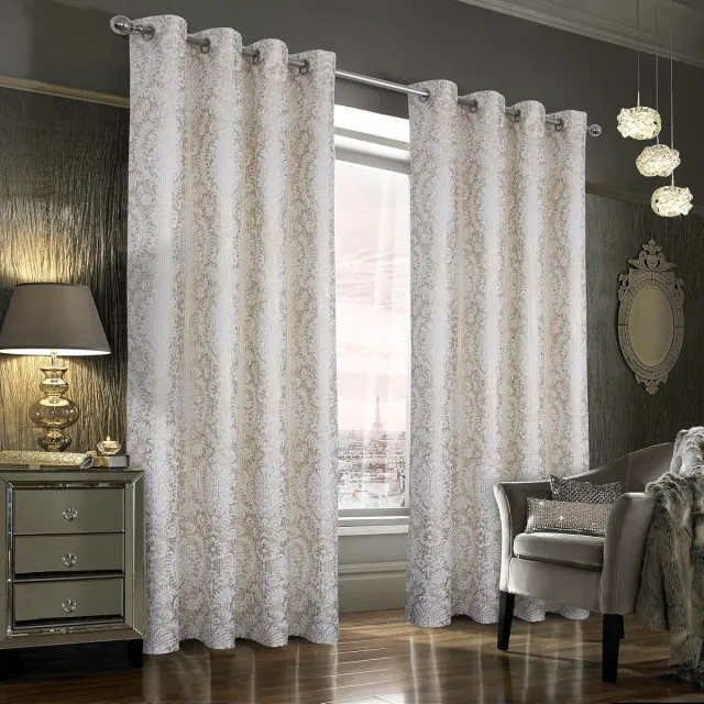 always4u Gouden verduisteringsgordijnen - trendy design - set van 2 - 100% polyester - 140x260 cm Gouden Print (wit)