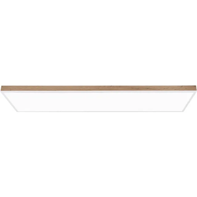Globo LED plafondlamp woonkamerlamp eetkamerlamp, aluminium kunststof houtlook wit MDF, afstandsbediening dimbaar CCT memory/nachtlicht timer, 36W 2250lm 2700-6500K, L 120 cm Bruin