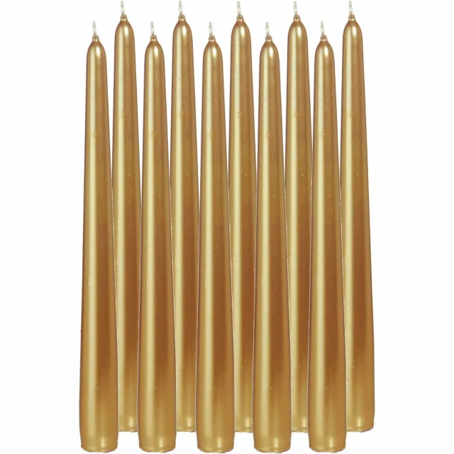 Trend Candles Dinerkaarsen/kandelaarkaarsen Cello - 12x stuks - goud - 8 branduren - 25 cm Goudkleurig