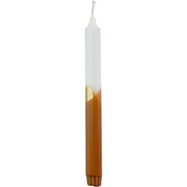 Rustik Lys Dinerkaarsen - Cross Dip Kaars – Siena/wit/goud - 2,2 x 24 cm- set 4 stuks