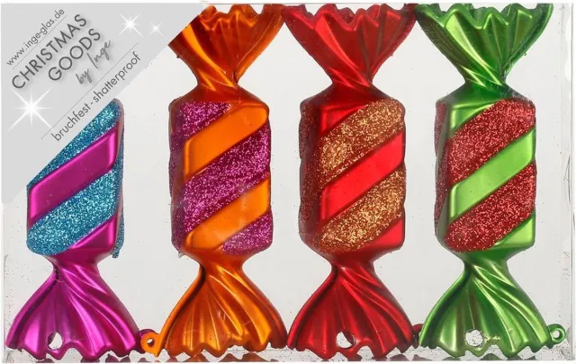Christmas goods Kersthangers - 4x - snoepjes - gekleurd - 10.5 cm - kerstversiering Multi