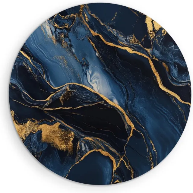 Saammp Forex Muurcirkel - Blauw goude Kunst - Abstract - Ø 30 - Wandcirkel - Wanddecoratie Cirkel - Muurdecoratie Woonkamer - Kantoor Decoratie