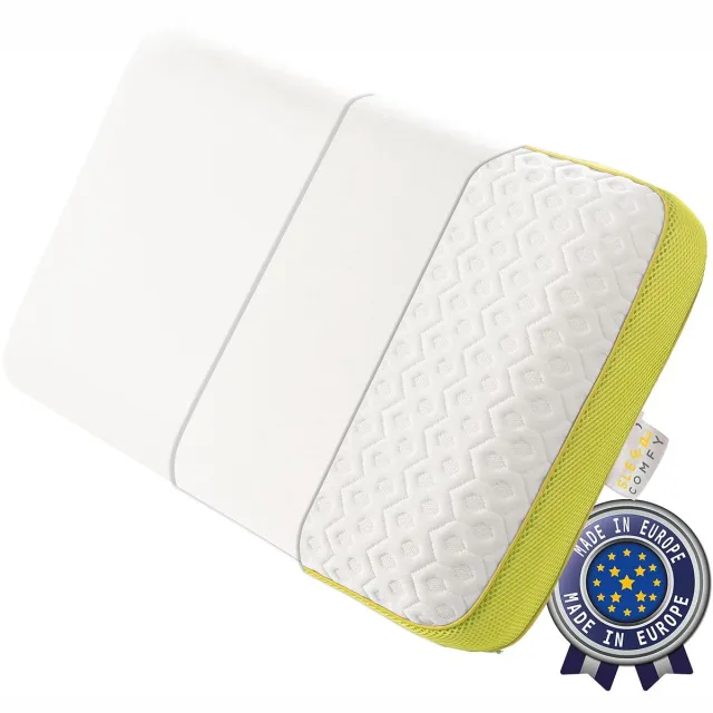 Sleep comfy Ergonomisch en orthopedisch kussen - voor betere slaap - 1 stuk - traagschuim Wit - Geel