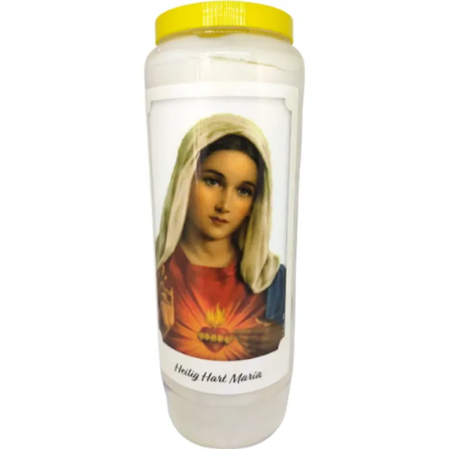 noveenkaars Heilig hart maria - 9 dagen brander - set van 5 stuks wit