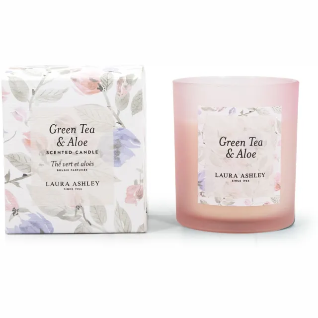 Laura Ashley geurkaarsen - groene thee en aloë - geparfumeerd felroze