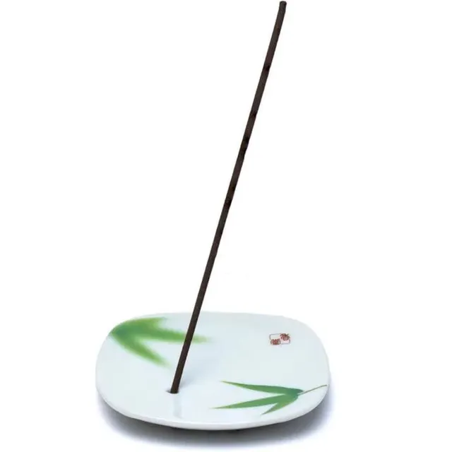 Nippon Kodo japanse wierook wierookhouder - Yume no Yume - bamboeblad - keramiek - 8.2x1.2x8.2cm