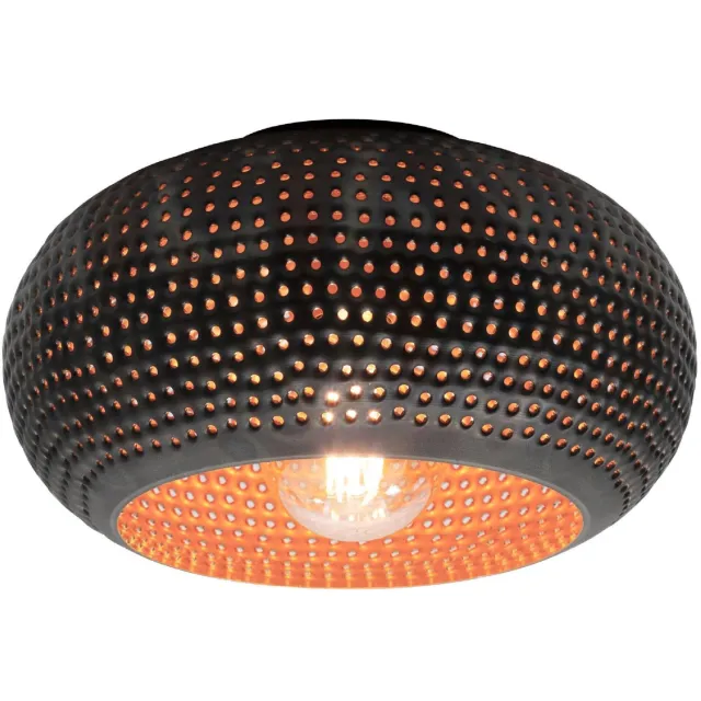 Nest of Nora Plafondlamp Riom - Industrieel Ø35 cm - 1-lichts E27 - Zwart bruin