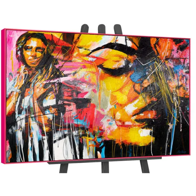 YS Canvas schilderij groot handgeschilderd kleursymfonie abstract uitbundig – YS-Art Gallery – Uitbundige wanddecoratie voor woonkamer – Modern schilderij voor hal en kantoor Pink