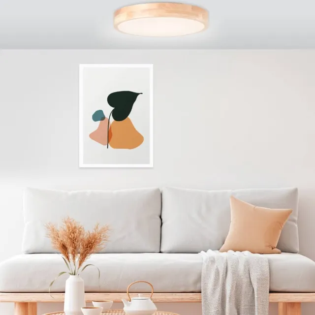 Brilliant Moreen LED plafondlamp 34cm hout, hout/kunststof/metaal, 1x 14W LED geïntegreerd, (lichtstroom: 1300lm, lichtkleur: 3000-4500K)
