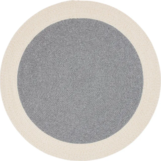 TESSO LIVING Vloerkleed voor binnen en buiten - Omkeerbaar - Sisal look - Weersbestendig - Woonkamer Balkon Keuken - Handgemaakt - Tuintapijt - Modern Boho Jute Stijl - Crème/Zilver - Ø160cm Rund Crème_Zilver