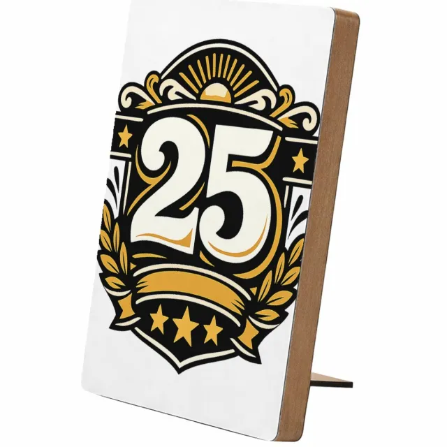 Mr Cadeautjes Glasframe/MDF 12,7 x 17,8 - design Retro jubileumontwerp met een groot middenicoon en gebogen t | cadeau Wit