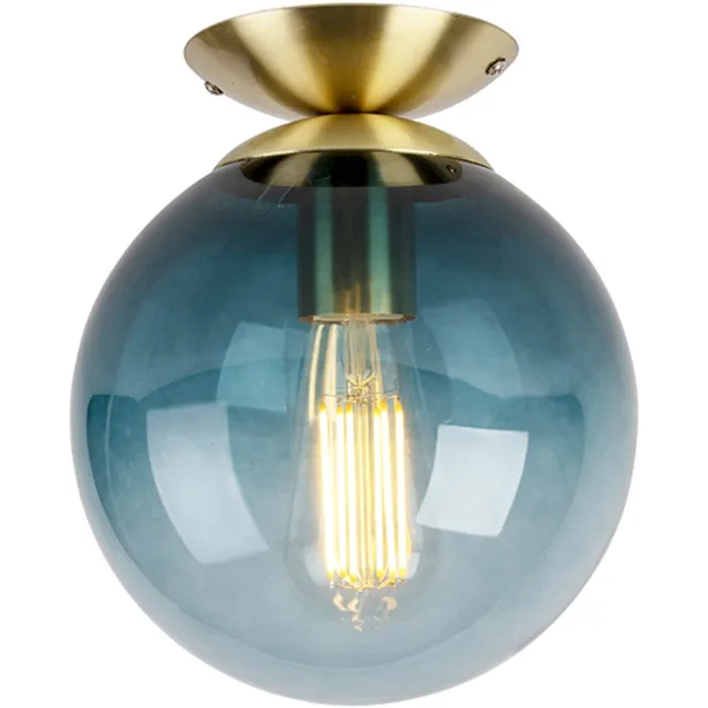 QAZQA pallon - Art Deco Plafondlamp - 1 lichts - Ø 200 mm - Blauw - Woonkamer | Slaapkamer | Keuken
