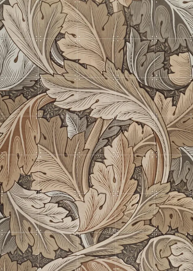 IXXI Acanthus gold, William Morris & Victoria and Albert Museum - 100 x 140 cm - Grote wanddecoratie en posters - Art Deco, Illustraties, Vintage Warme kleuren / Grijs / Beige / Bruin