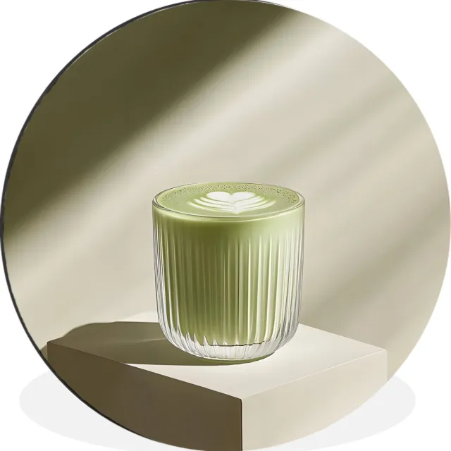 WallCircle Wandcirkel - Muurcirkel - Matcha - Glas - Groen - Minimalistisch - Aluminium - Dibond - 60x60 cm - Binnen en Buiten Glas - Matcha