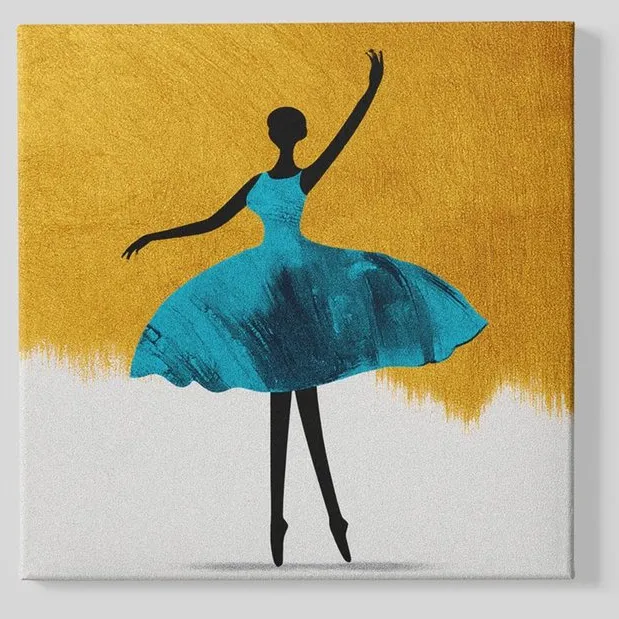 Trendex Global Vierkant Canvas Schilderij – Ballerina – Blauw – Kunst – Moderne Wanddecoratie – 100×100 cm