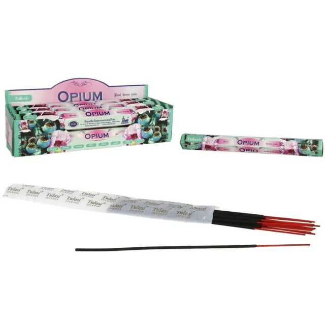 Tulasi Wierook sticks in huisgeur Opium - 40x sticks van 22 cm - Ontspannend - 24 grams - Ontspannend - Kalmerend - stokjes bruin